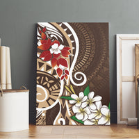 Bula Fiji Tagimaucia Mix Plumeria Masi Tapa Canvas Wall Art Brown