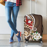 Bula Fiji Tagimaucia Mix Plumeria Masi Tapa Luggage Cover Brown LT7 - Polynesian Pride