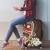 Bula Fiji Tagimaucia Mix Plumeria Masi Tapa Luggage Cover Brown LT7 - Polynesian Pride
