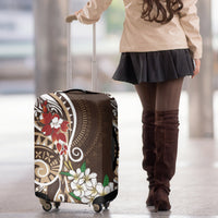 Bula Fiji Tagimaucia Mix Plumeria Masi Tapa Luggage Cover Brown LT7 - Polynesian Pride