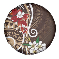 Bula Fiji Tagimaucia Mix Plumeria Masi Tapa Spare Tire Cover Brown LT7 - Polynesian Pride