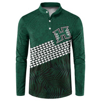Hawaii Rainbow Warriors Alumni Custom Button Sweatshirt Kanaka Arrows Tropical Vibes LT7 Green - Polynesian Pride