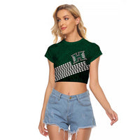 Hawaii Rainbow Warriors Alumni Custom Raglan Cropped T Shirt Kanaka Arrows Tropical Vibes