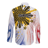 Philippines Independence Day Long Sleeve Button Shirt Eagle Mix Filipino Flag Tribal Style