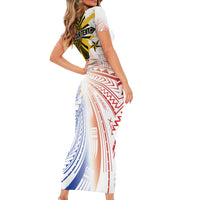 Philippines Independence Day Short Sleeve Bodycon Dress Eagle Mix Filipino Flag Tribal Style