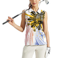 Philippines Independence Day Women Sleeveless Polo Shirt Eagle Mix Filipino Flag Tribal Style
