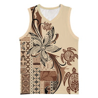 Talofa Samoa Mamanu Siapo Mix Malu Basketball Jersey Classic Beige Frangipani and Turtles