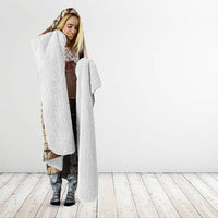 Talofa Samoa Mamanu Siapo Mix Malu Hooded Blanket Classic Beige Frangipani and Turtles
