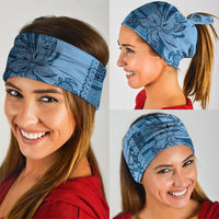 Talofa Samoa Mamanu Siapo Mix Malu Neck Gaiter Cool Blue Frangipani and Turtles