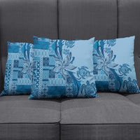 Talofa Samoa Mamanu Siapo Mix Malu Pillow Cover Cool Blue Frangipani and Turtles