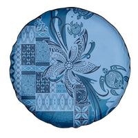 Talofa Samoa Mamanu Siapo Mix Malu Spare Tire Cover Cool Blue Frangipani and Turtles
