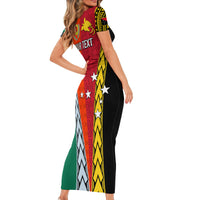 Personalised Papua New Guinea Mix Penama Family Matching Short Sleeve Bodycon Dress and Hawaiian Shirt Tribal Patterns Half-Half Style LT7 - Polynesian Pride