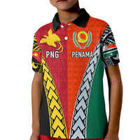 Personalised Papua New Guinea Mix Penama Kid Polo Shirt Tribal Patterns Half-Half Style LT7 Kid Colorful - Polynesian Pride