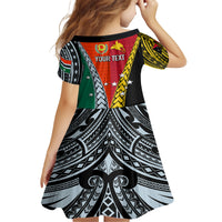 Personalised Papua New Guinea Mix Penama Kid Short Sleeve Dress Tribal Patterns Half-Half Style LT7 - Polynesian Pride