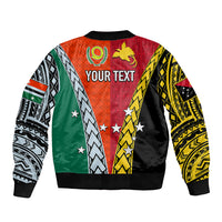 Personalised Papua New Guinea Mix Penama Sleeve Zip Bomber Jacket Tribal Patterns Half-Half Style LT7 - Polynesian Pride
