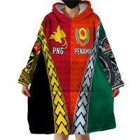Personalised Papua New Guinea Mix Penama Wearable Blanket Hoodie Tribal Patterns Half-Half Style LT7 - Polynesian Pride