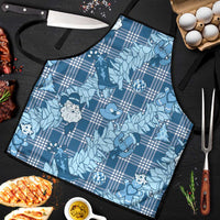 Blue Palaka Hawaii Cowboy Christmas Apron Paniolo Mix Maile Lei - Polynesian Pride