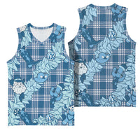 Blue Palaka Hawaii Cowboy Christmas Basketball Jersey Paniolo Mix Maile Lei - Polynesian Pride