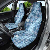 Blue Palaka Hawaii Cowboy Christmas Car Seat Cover Paniolo Mix Maile Lei - Polynesian Pride