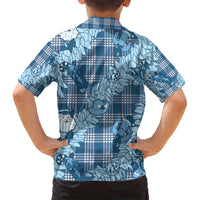 Blue Palaka Hawaii Cowboy Christmas Family Matching Puletasi and Hawaiian Shirt Paniolo Mix Maile Lei - Polynesian Pride