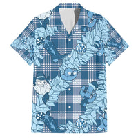 Blue Palaka Hawaii Cowboy Christmas Family Matching Puletasi and Hawaiian Shirt Paniolo Mix Maile Lei - Polynesian Pride