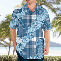 Blue Palaka Hawaii Cowboy Christmas Hawaiian Shirt Paniolo Mix Maile Lei - Polynesian Pride