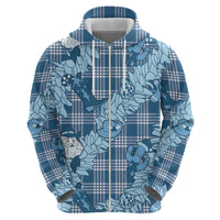 Blue Palaka Hawaii Cowboy Christmas Hoodie Paniolo Mix Maile Lei - Polynesian Pride