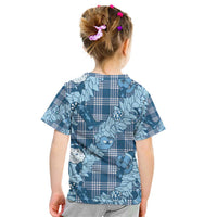 Blue Palaka Hawaii Cowboy Christmas Kid T Shirt Paniolo Mix Maile Lei - Polynesian Pride