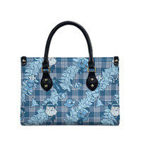 Blue Palaka Hawaii Cowboy Christmas Leather Bag Paniolo Mix Maile Lei - Polynesian Pride