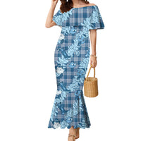 Blue Palaka Hawaii Cowboy Christmas Mermaid Dress Paniolo Mix Maile Lei - Polynesian Pride