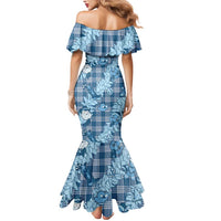 Blue Palaka Hawaii Cowboy Christmas Mermaid Dress Paniolo Mix Maile Lei - Polynesian Pride