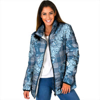 Blue Palaka Hawaii Cowboy Christmas Padded Jacket Paniolo Mix Maile Lei - Polynesian Pride