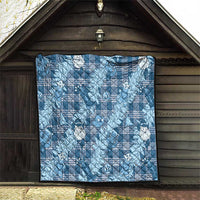 Blue Palaka Hawaii Cowboy Christmas Quilt Paniolo Mix Maile Lei - Polynesian Pride