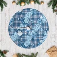 Blue Palaka Hawaii Cowboy Christmas Tree Skirt Paniolo Mix Maile Lei - Polynesian Pride