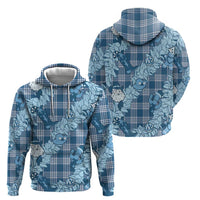 Blue Palaka Hawaii Cowboy Christmas Zip Hoodie Paniolo Mix Maile Lei - Polynesian Pride