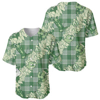 Green Palaka Hawaii Cowboy Christmas Baseball Jersey Paniolo Mix Maile Lei - Polynesian Pride