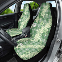 Green Palaka Hawaii Cowboy Christmas Car Seat Cover Paniolo Mix Maile Lei - Polynesian Pride