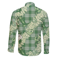 Green Palaka Hawaii Cowboy Christmas Family Matching Puletasi and Hawaiian Shirt Paniolo Mix Maile Lei - Polynesian Pride