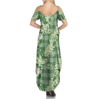 Green Palaka Hawaii Cowboy Christmas Family Matching Summer Maxi Dress and Hawaiian Shirt Paniolo Mix Maile Lei - Polynesian Pride