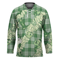 Green Palaka Hawaii Cowboy Christmas Hockey Jersey Paniolo Mix Maile Lei LT7 Unisex Green - Polynesian Pride