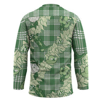 Green Palaka Hawaii Cowboy Christmas Hockey Jersey Paniolo Mix Maile Lei LT7 - Polynesian Pride
