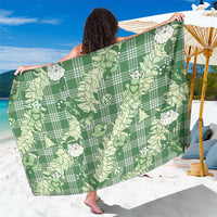 Green Palaka Hawaii Cowboy Christmas Sarong Paniolo Mix Maile Lei - Polynesian Pride