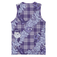 Purple Palaka Hawaii Cowboy Christmas Basketball Jersey Paniolo Mix Maile Lei - Polynesian Pride