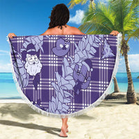Purple Palaka Hawaii Cowboy Christmas Beach Blanket Paniolo Mix Maile Lei - Polynesian Pride