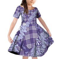 Purple Palaka Hawaii Cowboy Christmas Family Matching Off Shoulder Short Dress and Hawaiian Shirt Paniolo Mix Maile Lei - Polynesian Pride