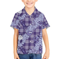 Purple Palaka Hawaii Cowboy Christmas Family Matching Short Sleeve Bodycon Dress and Hawaiian Shirt Paniolo Mix Maile Lei - Polynesian Pride