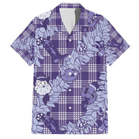Purple Palaka Hawaii Cowboy Christmas Hawaiian Shirt Paniolo Mix Maile Lei - Polynesian Pride