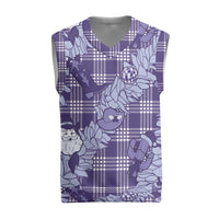 Purple Palaka Hawaii Cowboy Christmas Knitted V-Neck Vest Paniolo Mix Maile Lei - Polynesian Pride