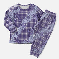 Purple Palaka Hawaii Cowboy Christmas Pajama Set Paniolo Mix Maile Lei - Polynesian Pride