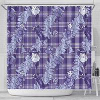 Purple Palaka Hawaii Cowboy Christmas Shower Curtain Paniolo Mix Maile Lei - Polynesian Pride